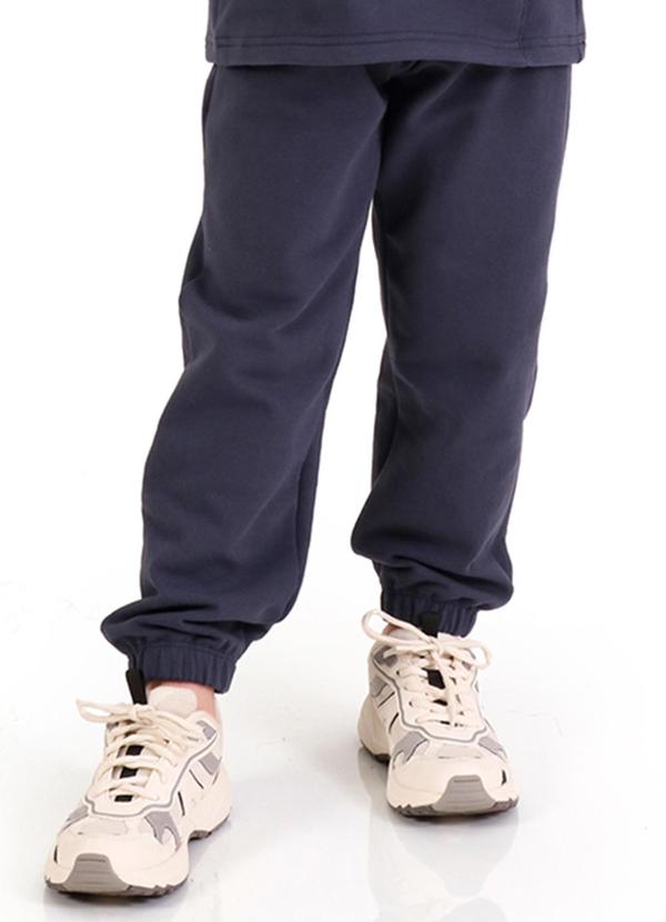 Tink Bink - Calça em Moletom com Etiqueta Decorativa Azul