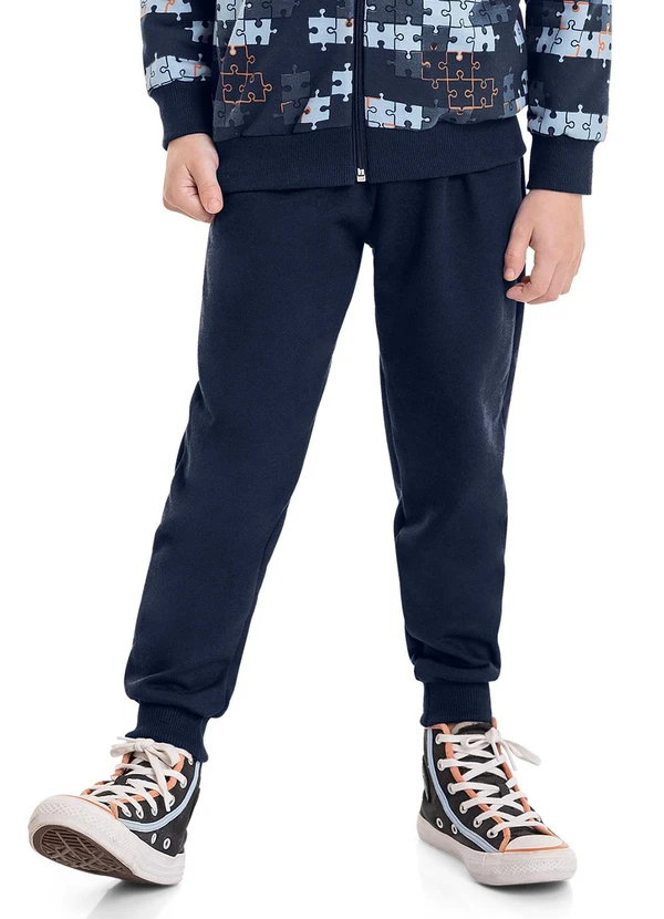 Calça em Moletom Infantil Menino Azul - Bee Loop