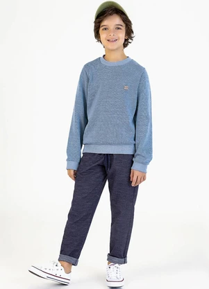 Soft Bonni - Calça Infantil em Moletinho Jeans Azul - SOFT BONNI
