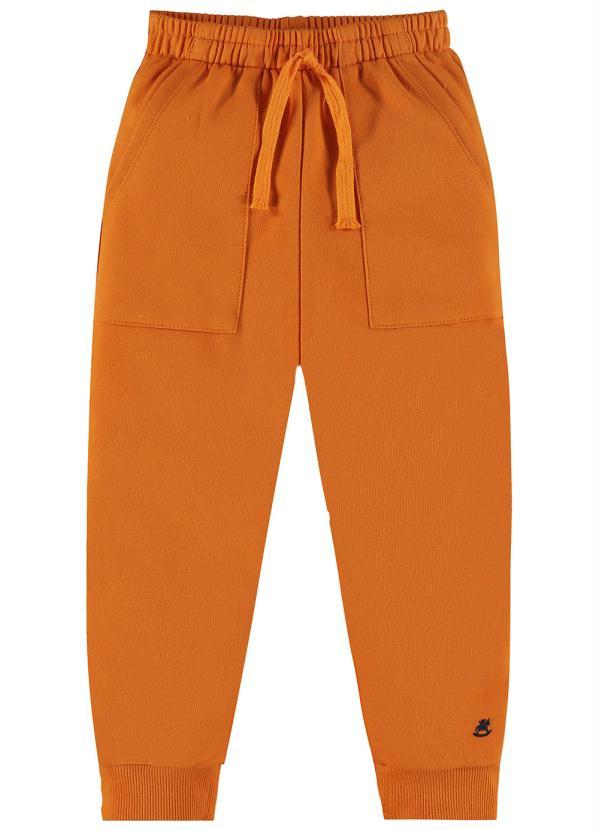 Up Baby - Calça Infantil Menino em Moletom Laranja