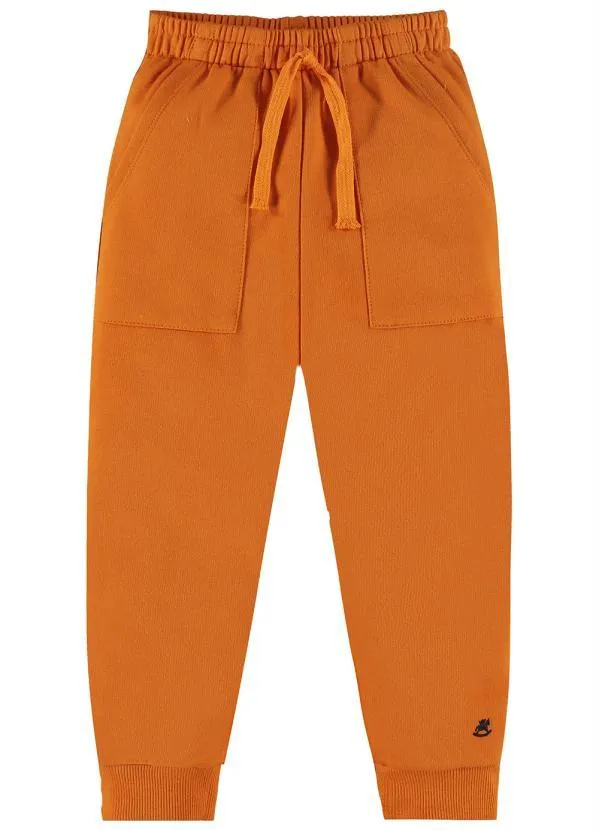Up Baby - Calça Infantil Menino em Moletom Laranja