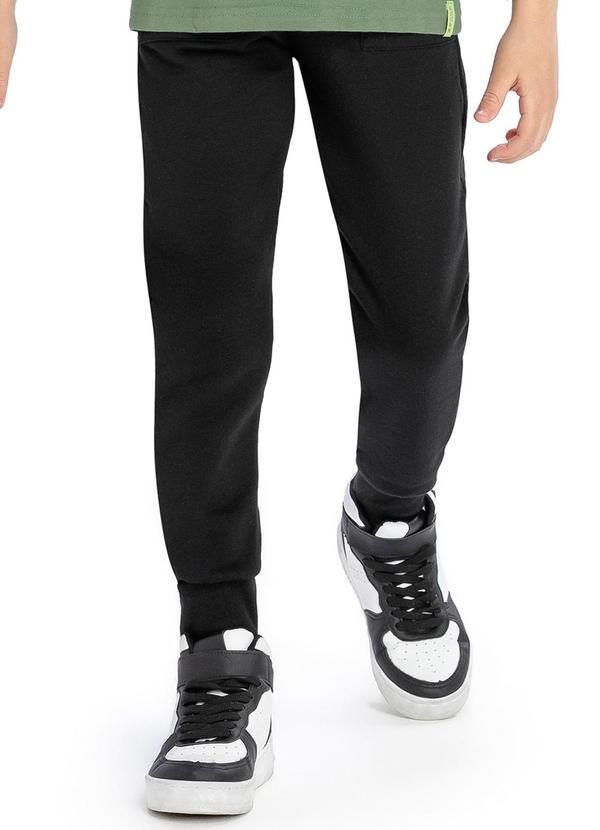 Elian - Calça Infantil Menino em Moletom Preto