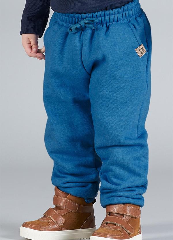 Soft Bonni - Calça Infantil Menino Moletom com Punho Azul