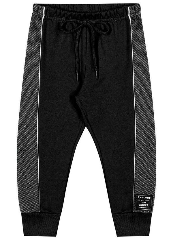 Elian - Calça Infantil Menino Moletom com Recortes Preto 3