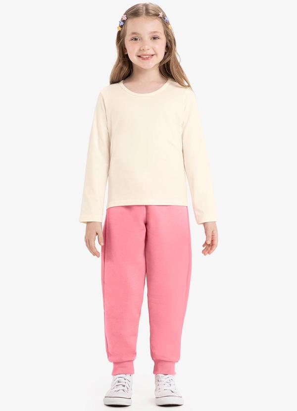 Rovi Kids - Calça Infantil Moletom Básica Rosa