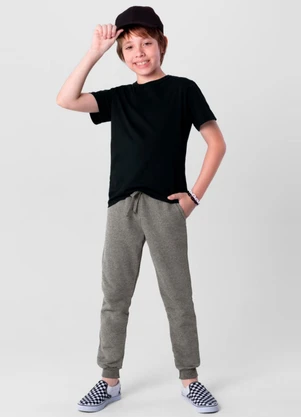 Brandili - Calça Jogger Básica Infantil Menino Cinza - BRANDILI