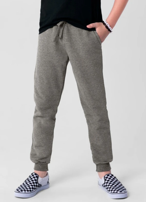 Brandili - Calça Jogger Básica Infantil Menino Cinza