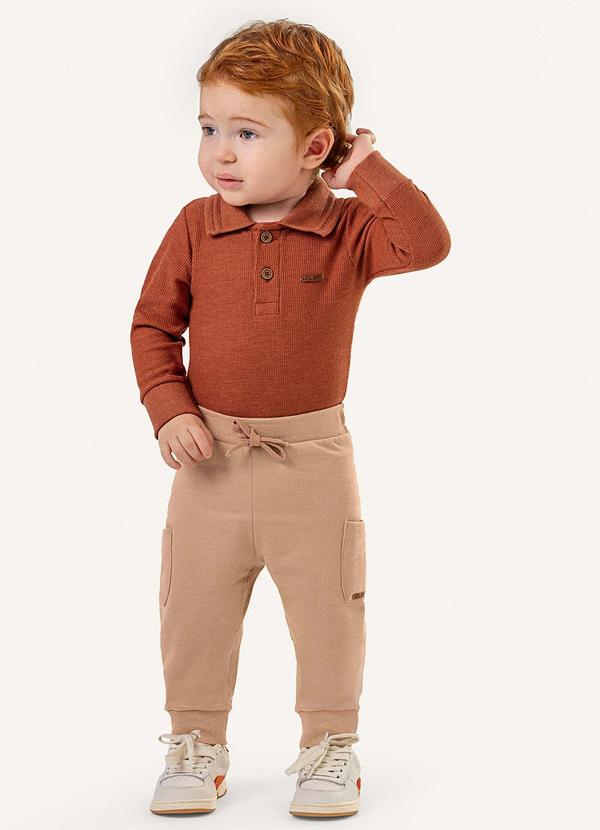 Colorittá - Calça Jogger Bebê Menino com Bolsos Marrom 2