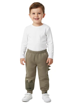 Malwee Kids - Calça Jogger Crocodilo em Moletinho Verde Musgo - MALWEE KIDS