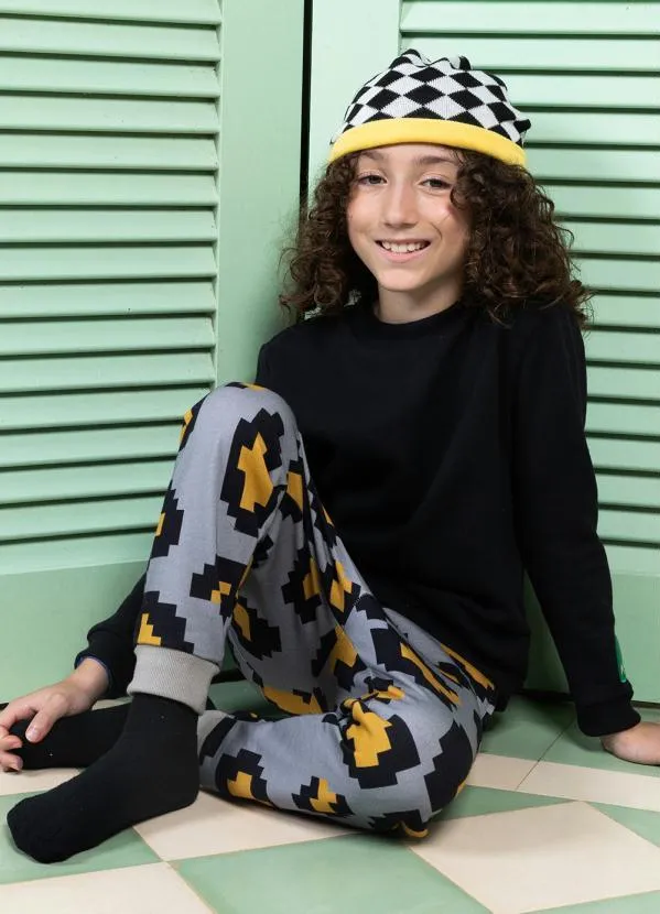 Bento - Calça Jogger de Moletom Estampa Onça Pixel Cinza 2