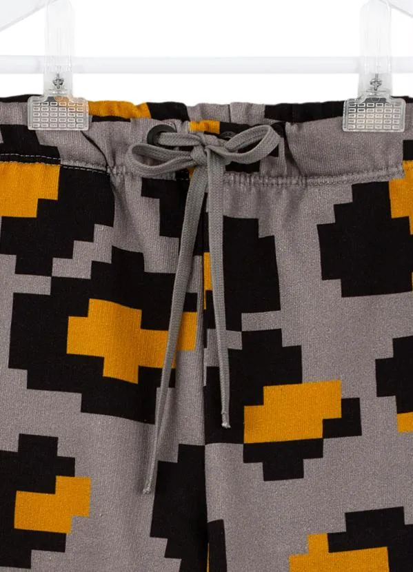 Bento - Calça Jogger de Moletom Estampa Onça Pixel Cinza 5