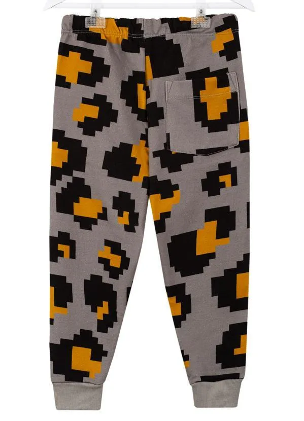 Bento - Calça Jogger de Moletom Estampa Onça Pixel Cinza 6