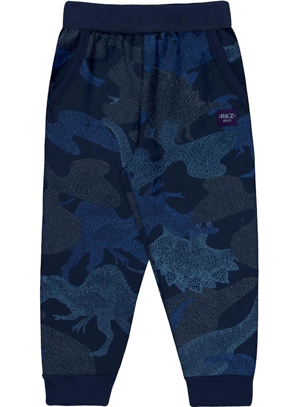 Alakazoo - Calça Jogger Infantil Menino em Moletom Camuflado Marinho