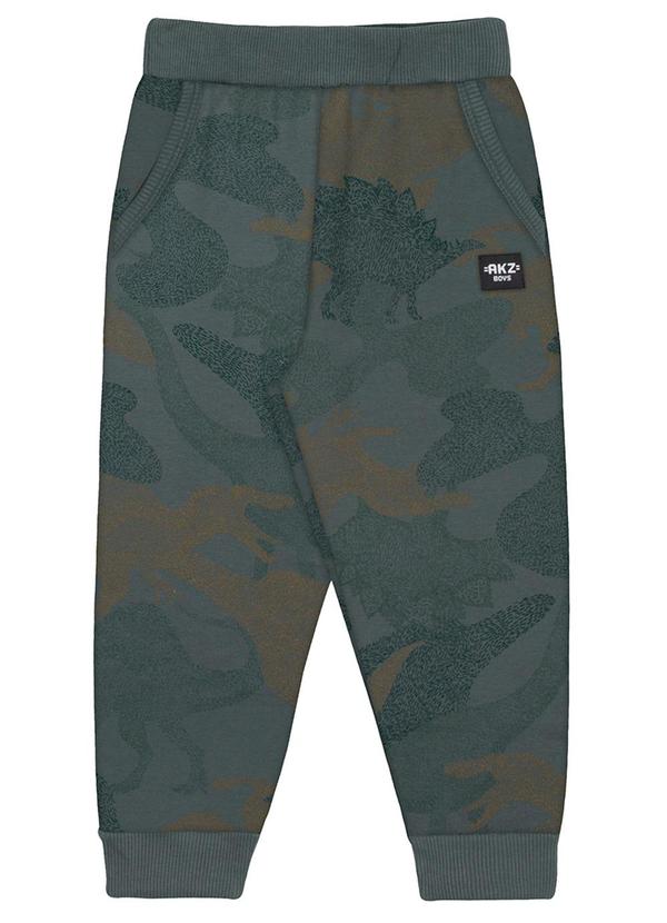 Alakazoo - Calça Jogger Infantil Menino em Moletom Camuflado Verde