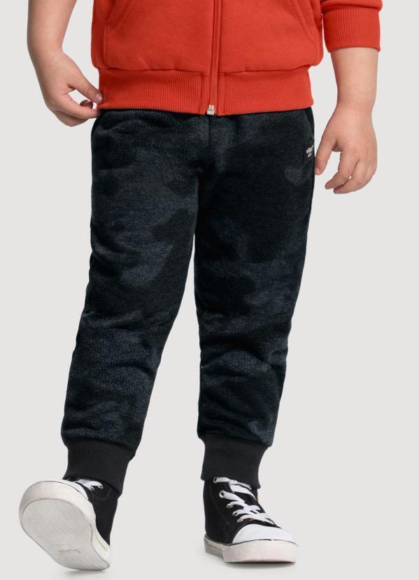 Alakazoo - Calça Jogging em Moletom Camuflada Cinza
