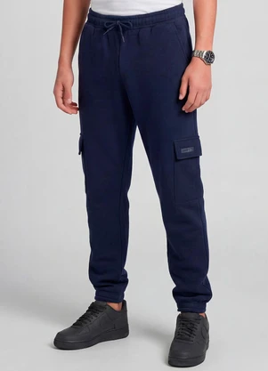 Minty - Calça Juvenil Moletom Peluciado Cargo Azul - MINTY