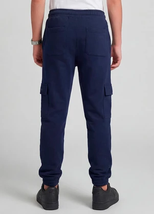 Minty - Calça Juvenil Moletom Peluciado Cargo Azul - MINTY