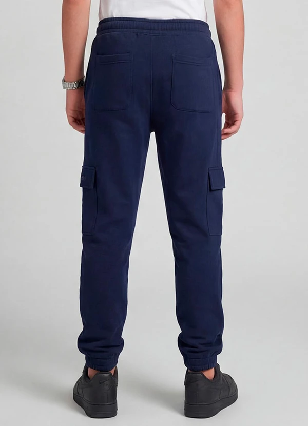 Minty - Calça Juvenil Moletom Peluciado Cargo Azul 2