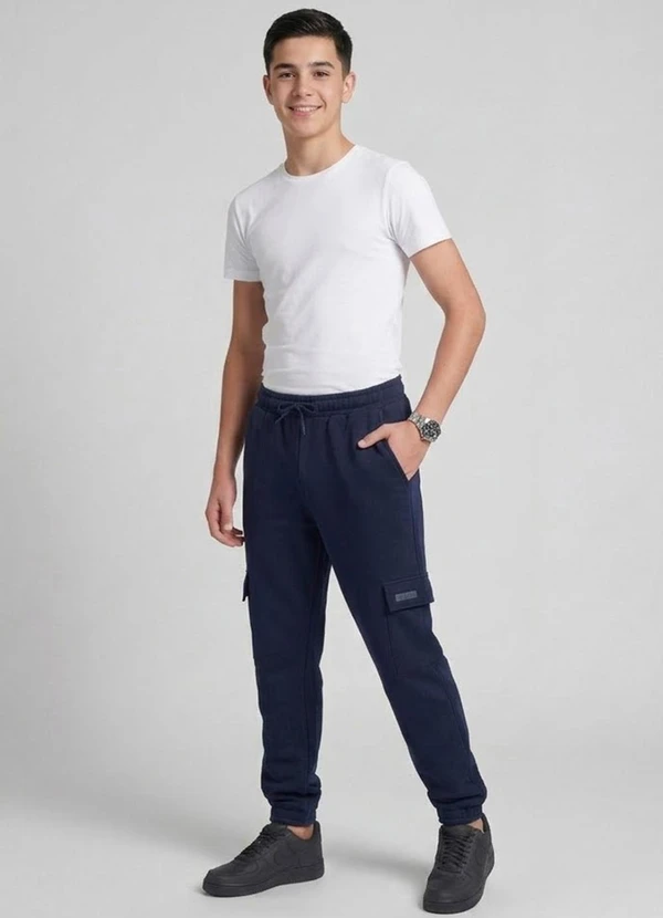 Minty - Calça Juvenil Moletom Peluciado Cargo Azul 5