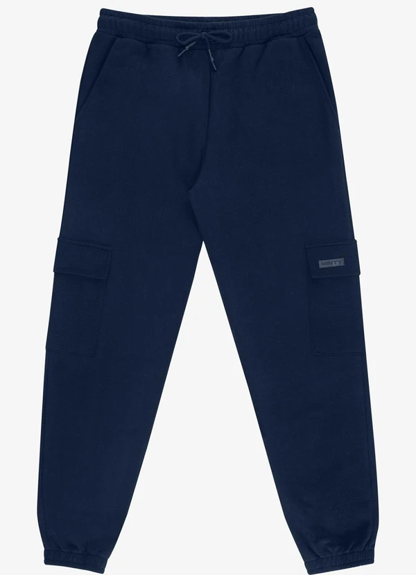 Minty - Calça Juvenil Moletom Peluciado Cargo Azul 6