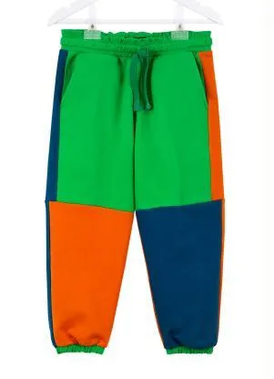 Bento - Calça Menino de Moletom Color Blocking Verde - BENTO