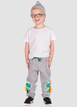 Turminha - Calça Moletom Dino Cinza - TURMINHA