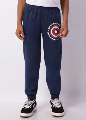 Torra - Calça Moletom Infantil Capitão América Marinho - TORRA