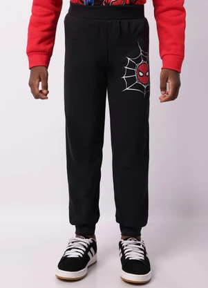 Torra - Calça Moletom Infantil Homem Aranha Preta - TORRA