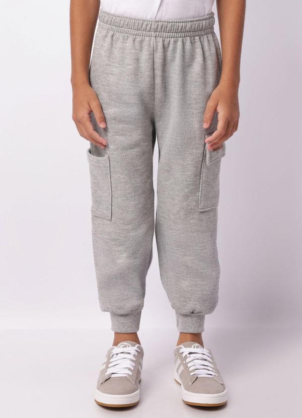 Torra - Calça Moletom Infantil Jogger Bolso Cargo Cinza
