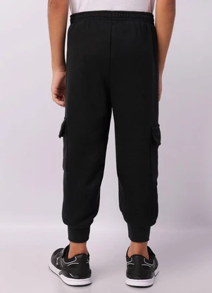Torra - Calça Moletom Infantil Jogger Bolso Cargo Preta - TORRA