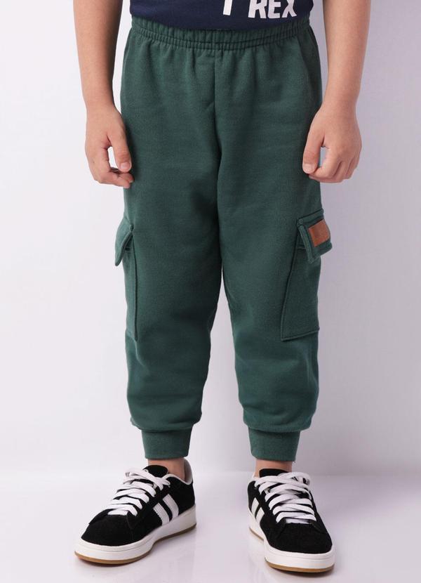 Torra - Calça Moletom Infantil Peluciada Cargo Verde