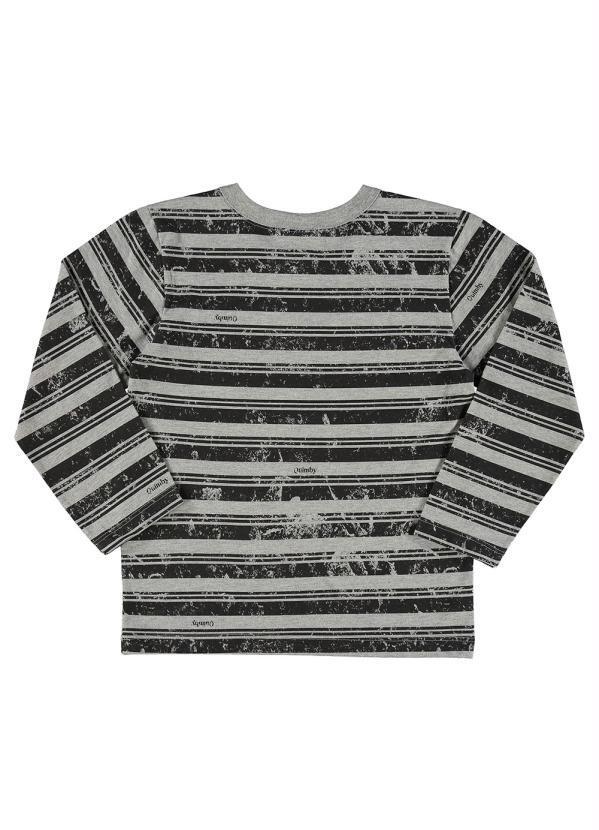 Quimby - Camiseta Infantil Manga Longa Listrada Cinza 2