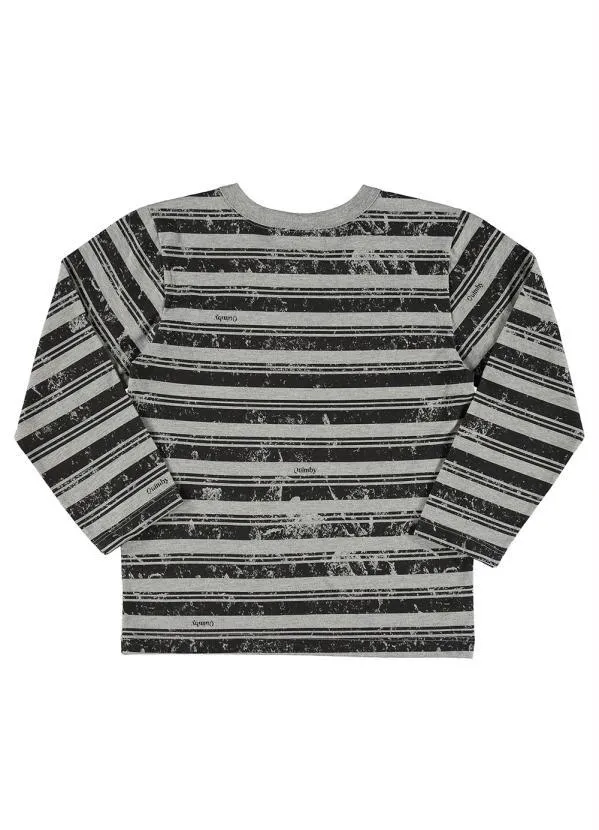 Quimby - Camiseta Infantil Manga Longa Listrada Cinza 2