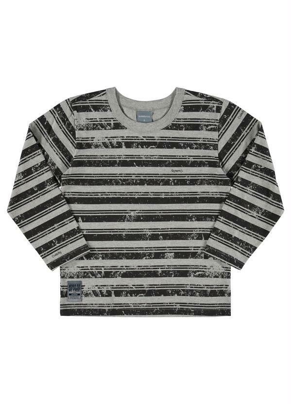 Quimby - Camiseta Infantil Manga Longa Listrada Cinza 3