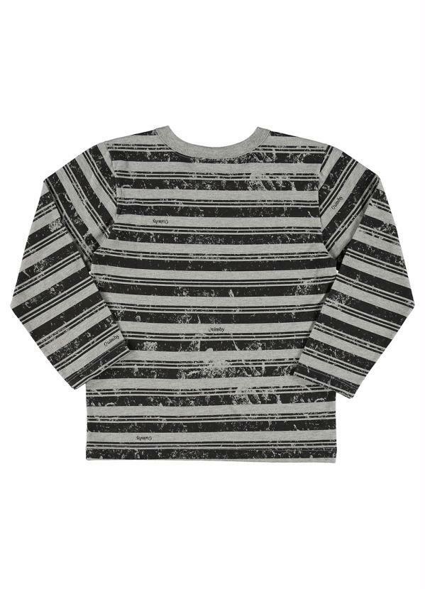 Quimby - Camiseta Infantil Manga Longa Listrada Cinza 4