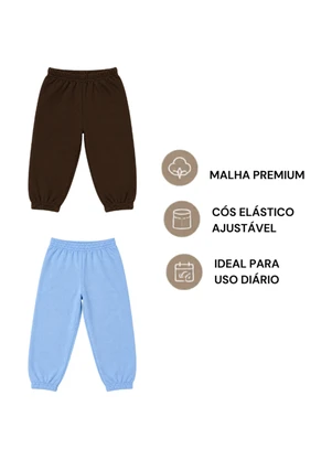 Rosa Azul - Kit 2 Calças de Moletom Infantil Menino Inverno - ROSA AZUL