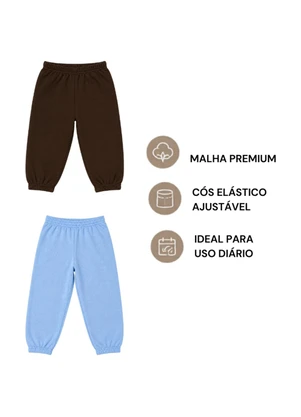 Rosa Azul - Kit 2 Calças de Moletom Infantil Menino Inverno - ROSA AZUL