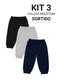 Rosa Azul - Kit 3 Calças de Moletom Infantil Menino Inverno - variação:  