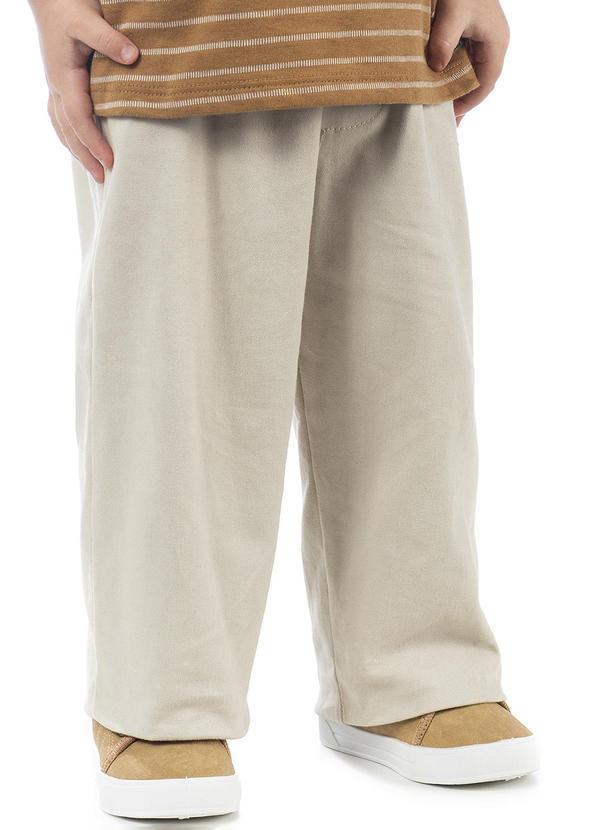Lik Boys - Calça Avulsa em Tecido Plano Sarja Bege