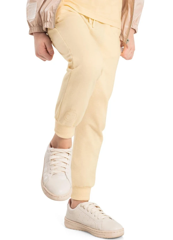 Quimby - Calça Básica Emoji Infantil Unissex Bege