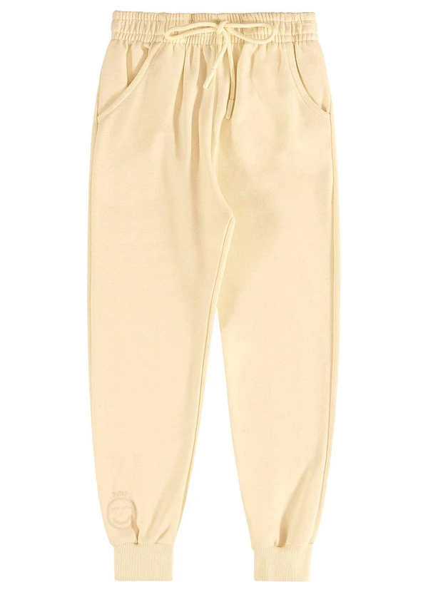 Quimby - Calça Básica Emoji Infantil Unissex Bege 3