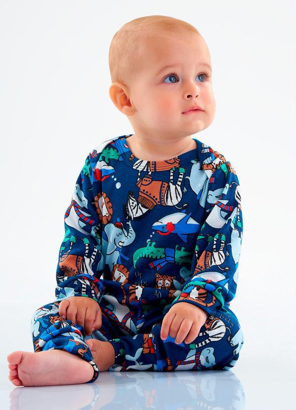 Up Baby - Calça Bebê em Suedine Azul 2