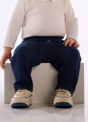 Up Baby - Calça Bebê Malha Alfaiataria Azul - UP BABY