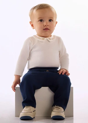 Up Baby - Calça Bebê Malha Alfaiataria Azul - UP BABY