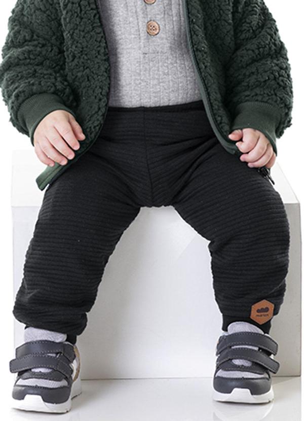 Marlan - Calça Bebê Menino Gorgurinho Baby Preto