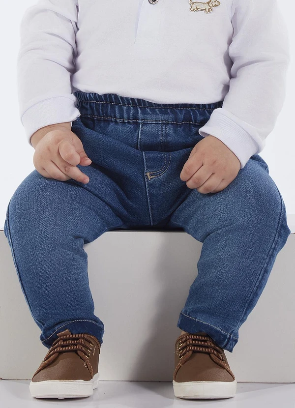 Calça Roupas Jeans De Bebe Calça Bebe Menino Jeans Moletom Azul