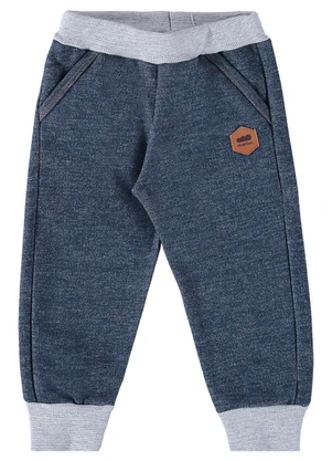 Marlan - Calça Bebê Menino Moletom Jeans Baby Azul - MARLAN