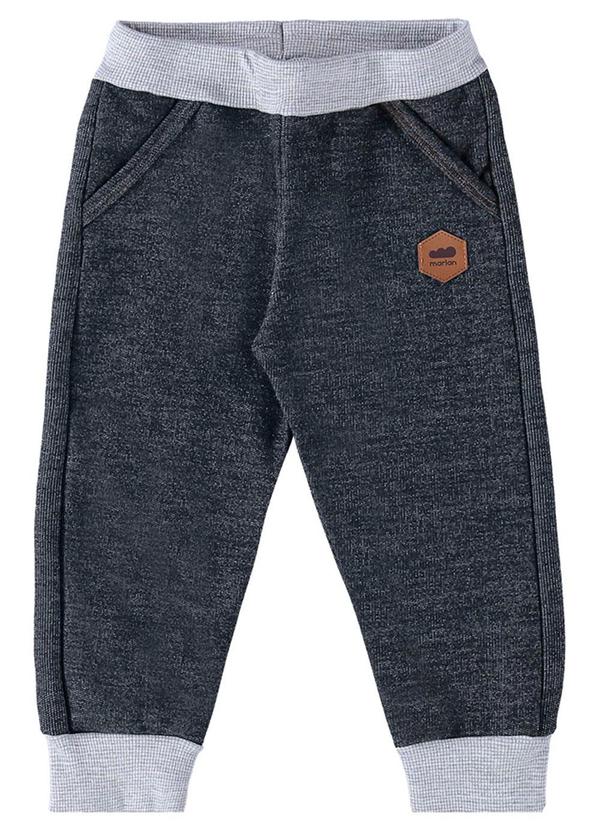 Marlan - Calça Bebê Menino Moletom Jeans Baby Preto
