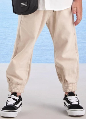 Youccie - Calça Bege de Sarja e Moletom Off White - YOUCCIE