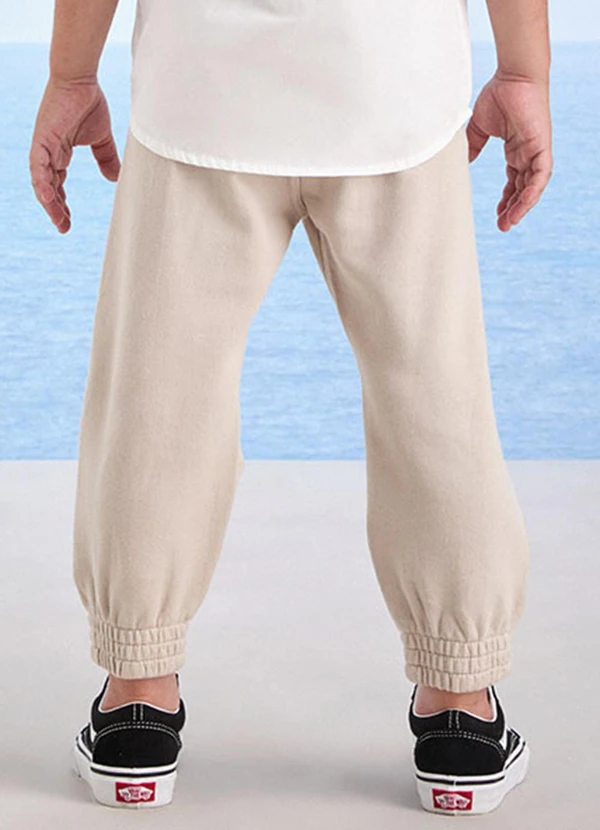 Youccie - Calça Bege de Sarja e Moletom Off White 2